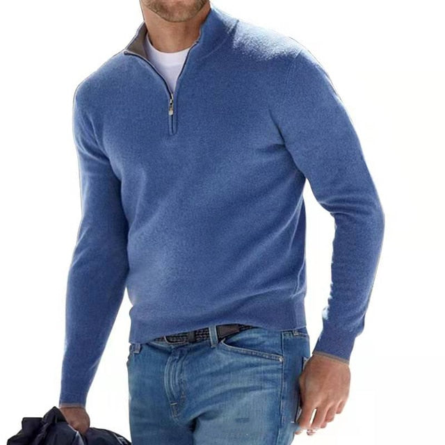 Heren V-hals pullover van zachte katoenmix