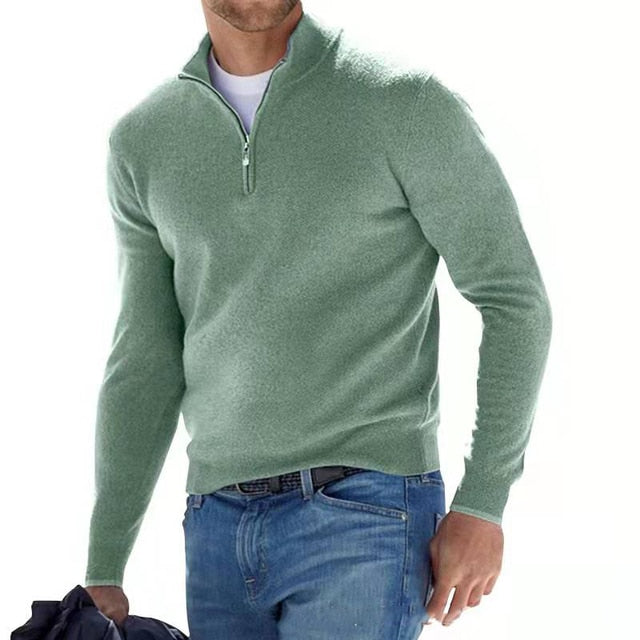 Heren V-hals pullover van zachte katoenmix
