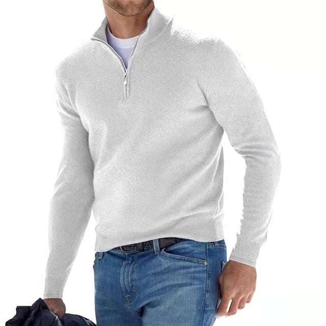 Heren V-hals pullover van zachte katoenmix