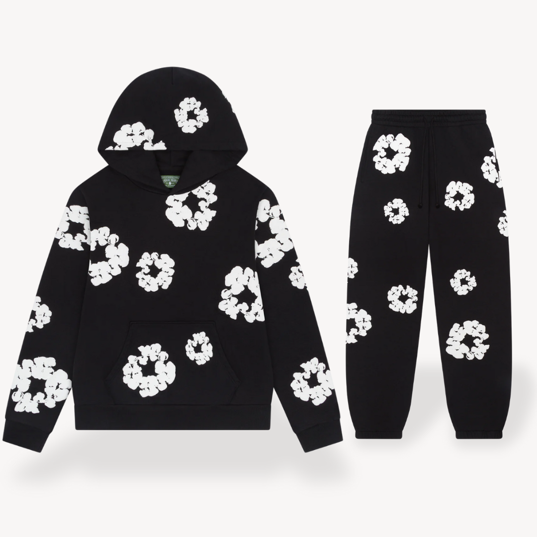 Unisex Hoodie en Jogger Set | Katoenen Blend, Bloemmotief