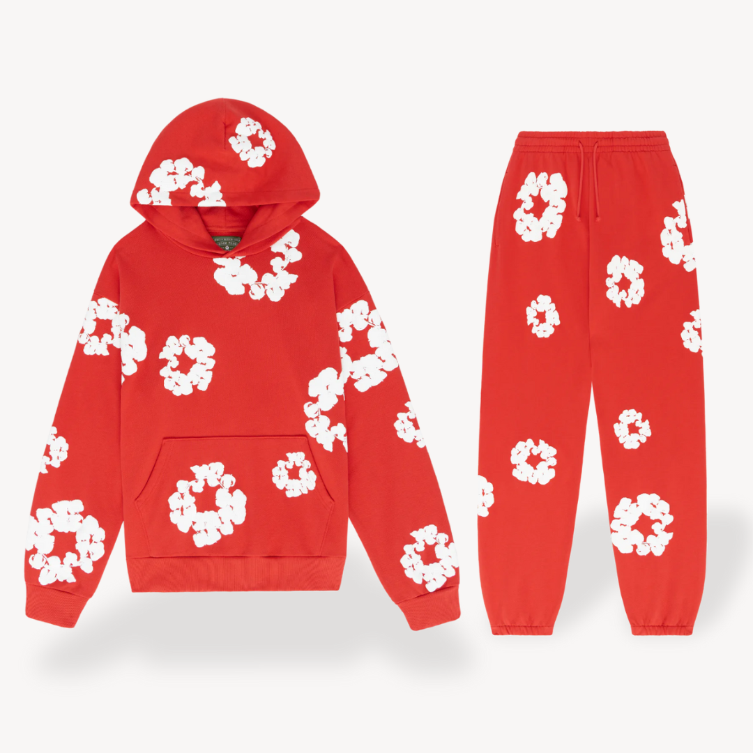 Unisex Hoodie en Jogger Set | Katoenen Blend, Bloemmotief