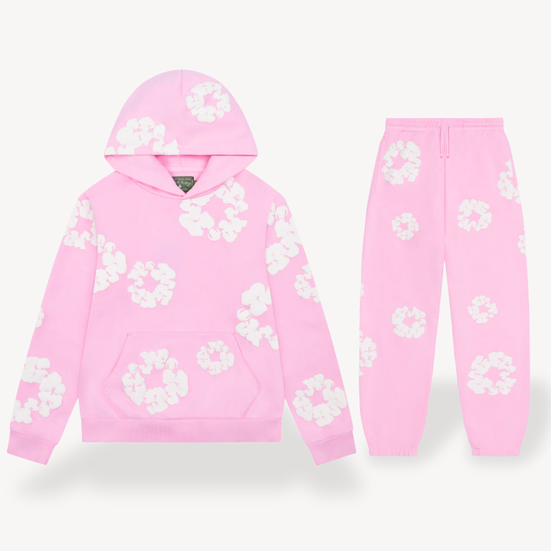 Unisex Hoodie en Jogger Set | Katoenen Blend, Bloemmotief