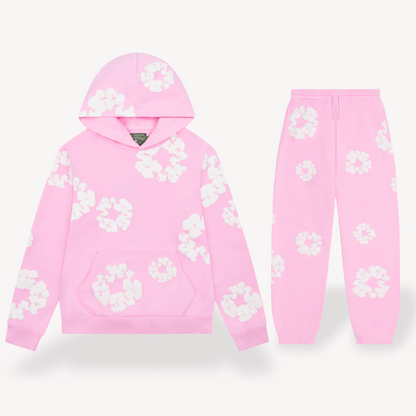 Unisex Hoodie en Jogger Set | Katoenen Blend, Bloemmotief