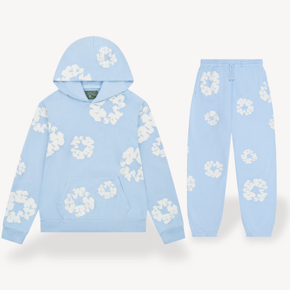 Unisex Hoodie en Jogger Set | Katoenen Blend, Bloemmotief